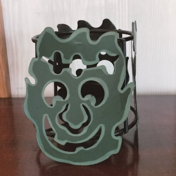 Green Goblin Face Candle Holder Halloween Luminary - Picture 5 of 7